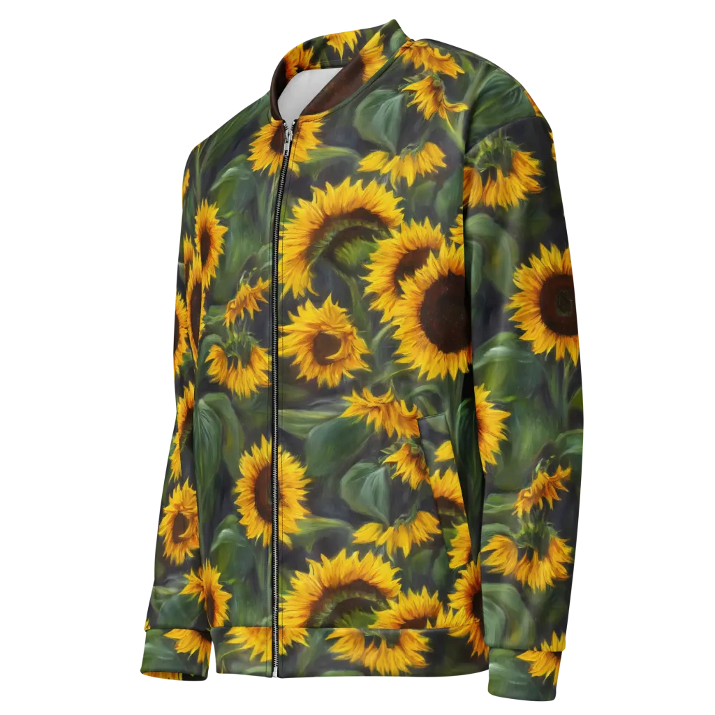 Sunflower Nocturne on Bomber Jacket — Left Front