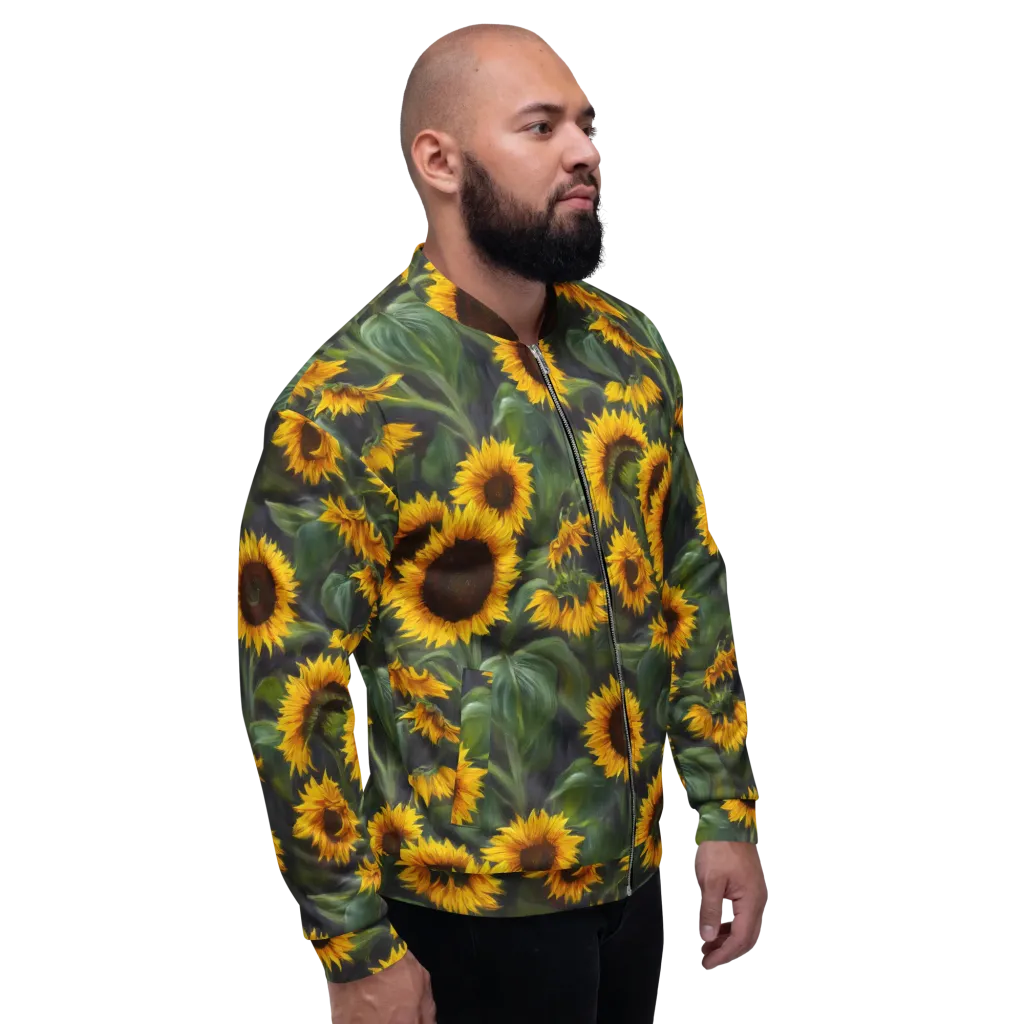 Sunflower Nocturne on Bomber Jacket — Right