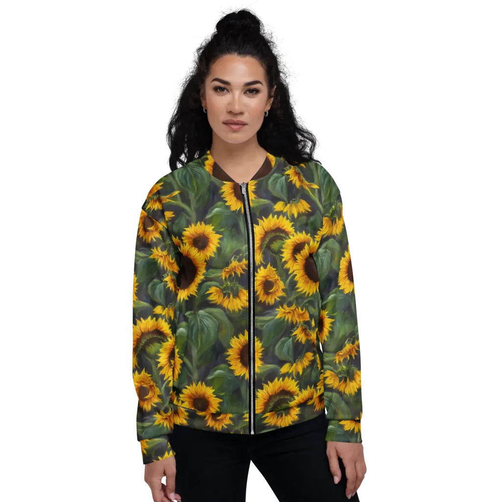 Sunflower Nocturne on Bomber Jacket — Front