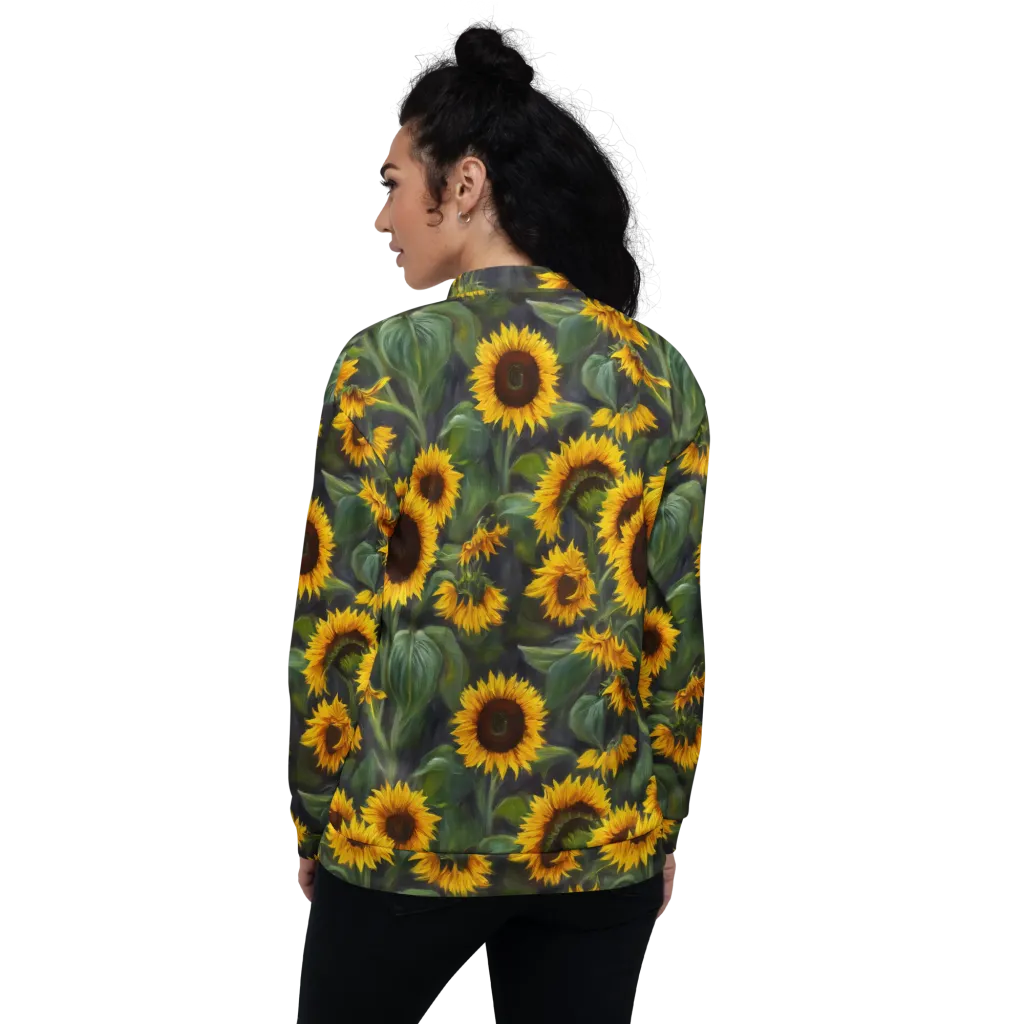 Sunflower Nocturne on Bomber Jacket — Back