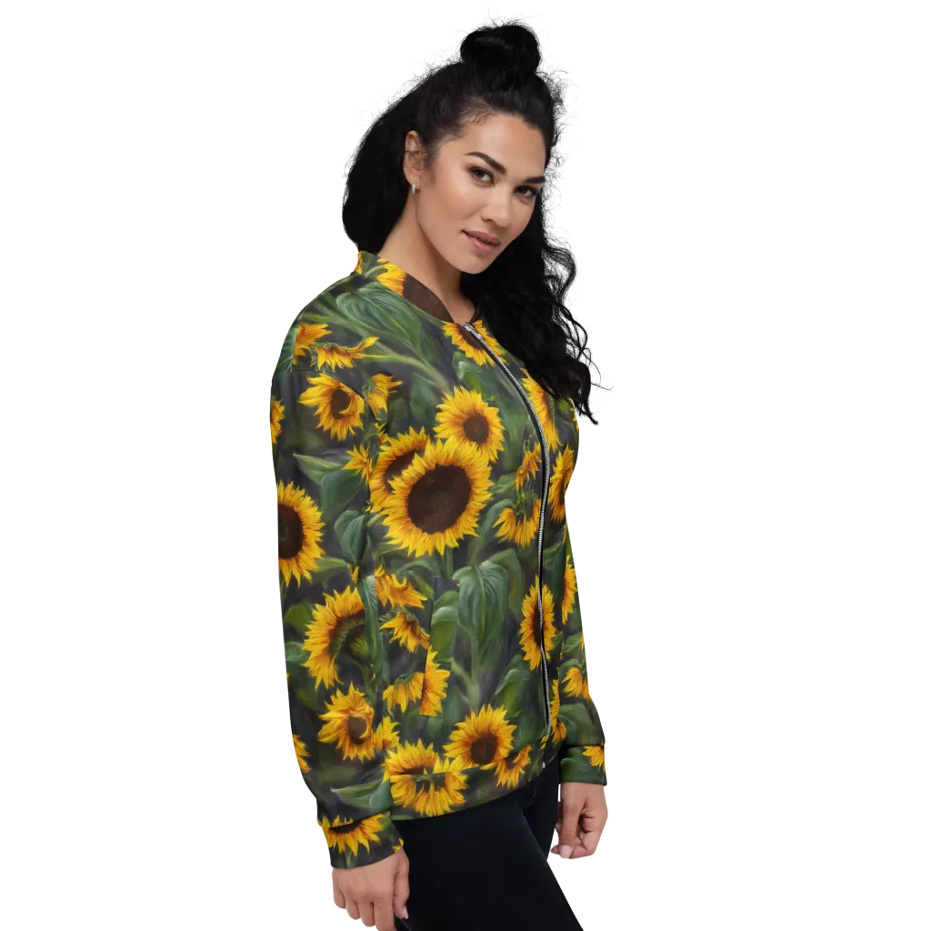 Sunflower Nocturne on Bomber Jacket — Right