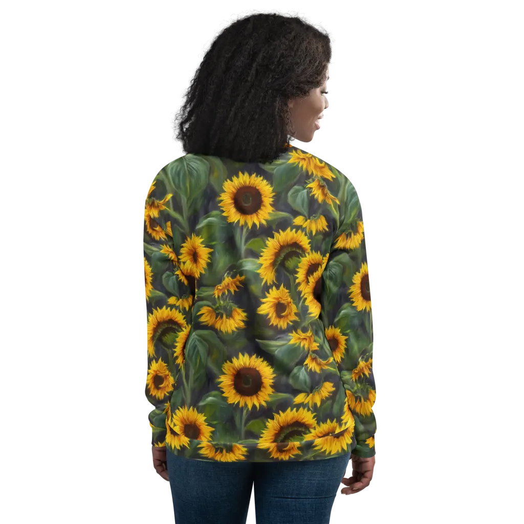 Sunflower Nocturne on Bomber Jacket — Back