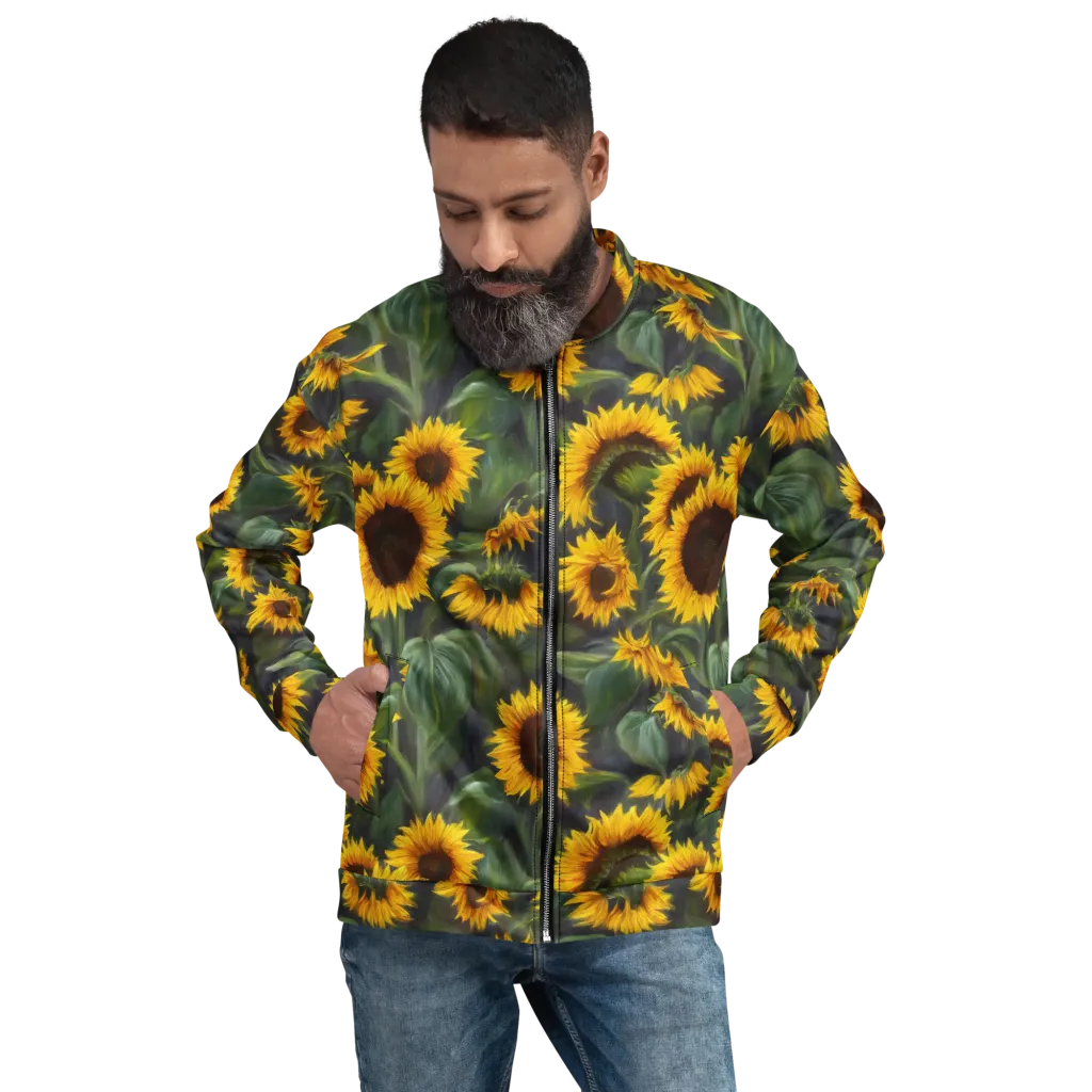 Sunflower Nocturne on Bomber Jacket — Front