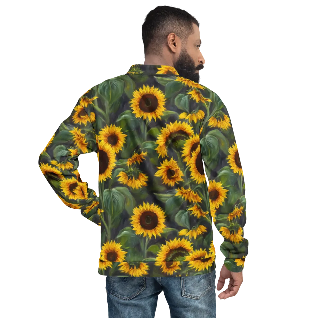Sunflower Nocturne on Bomber Jacket — Back