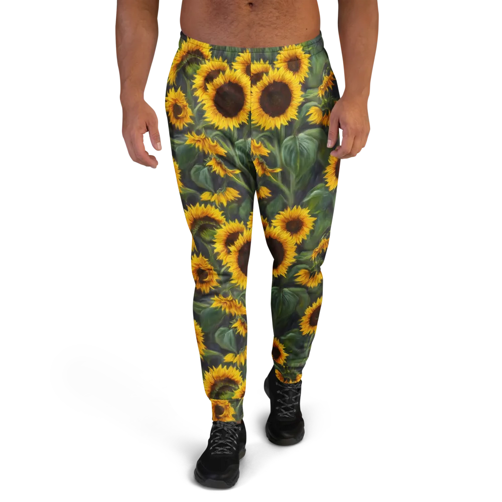 Sunflower Nocturne on Men's Joggers — Front