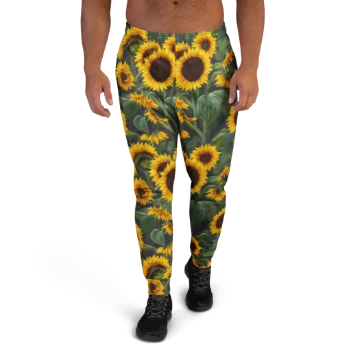 Sunflower Nocturne on a Men's Joggers