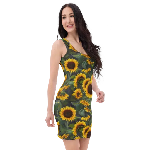 Sunflower Nocturne on a Bodycon Dress