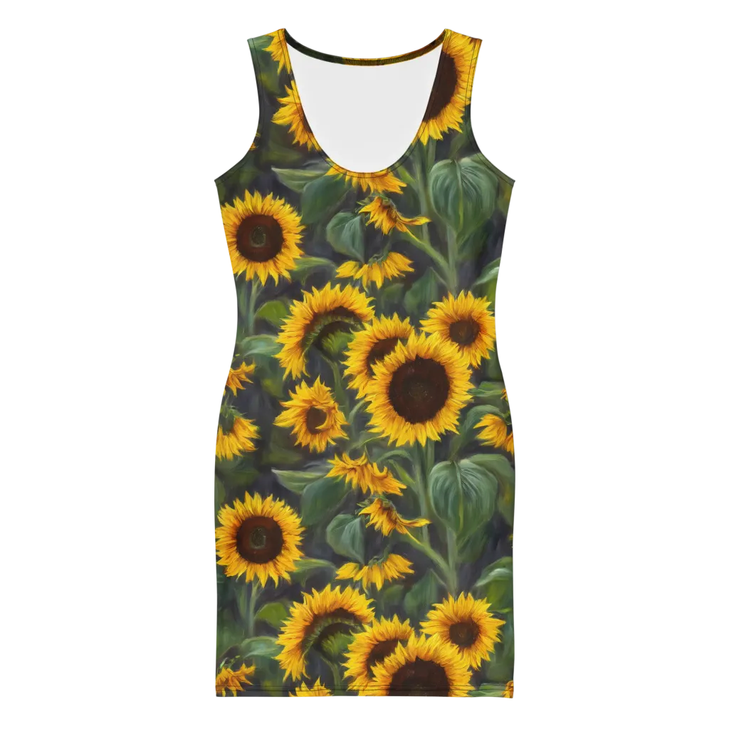 Sunflower Nocturne on Bodycon Dress — Front