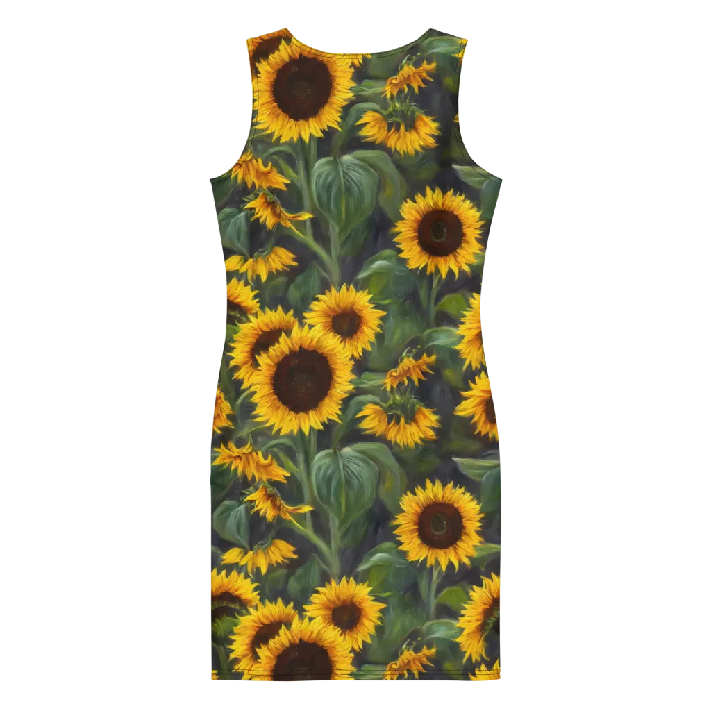 Sunflower Nocturne on Bodycon Dress — Back