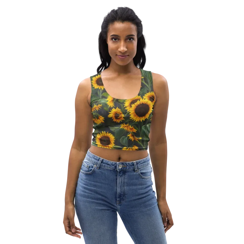 Sunflower Nocturne on Crop Top — Front