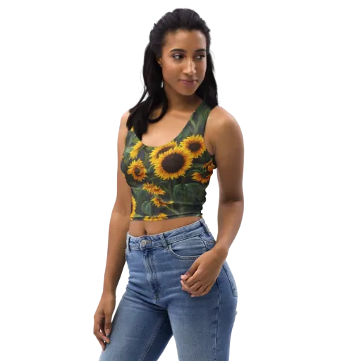 Sunflower Nocturne on a Crop Top