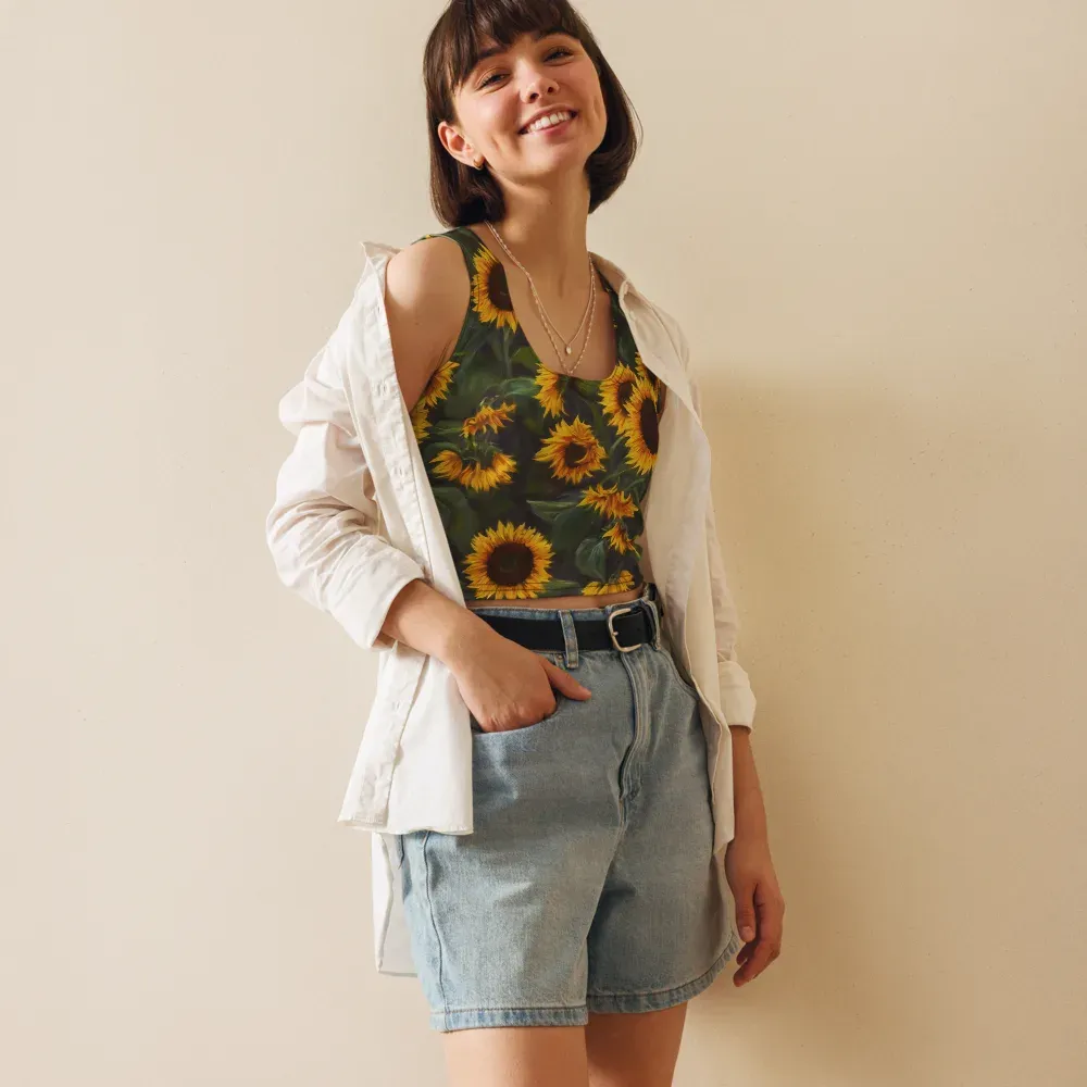 Sunflower Nocturne on Crop Top — Front