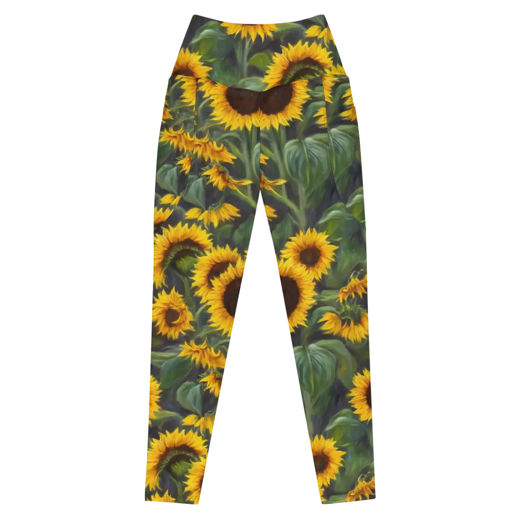 Sunflower Nocturne on Leggings with Pockets — Front