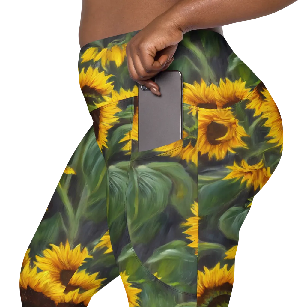 Sunflower Nocturne on Leggings with Pockets — Product details 2