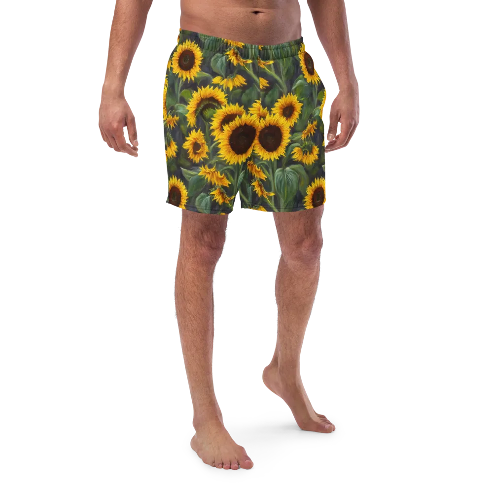 Sunflower Nocturne on Swim Trunks — Front