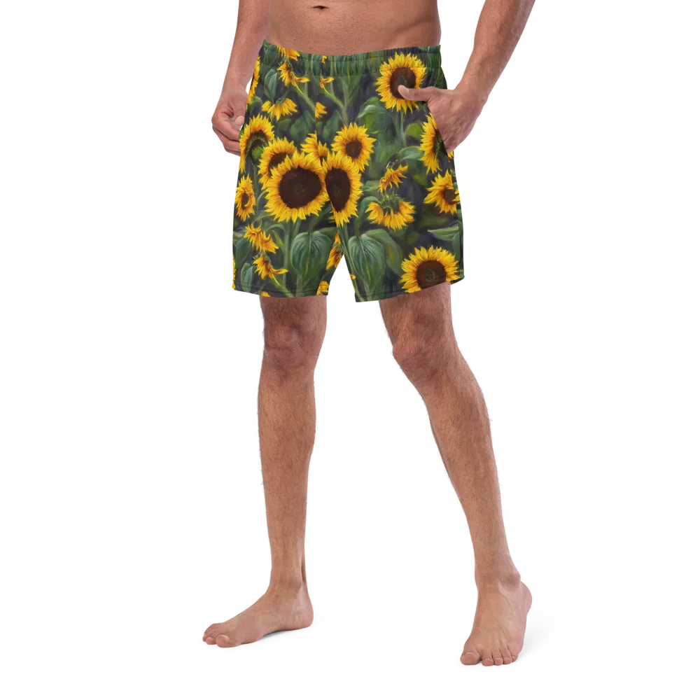 Sunflower Nocturne on Swim Trunks — Left Front