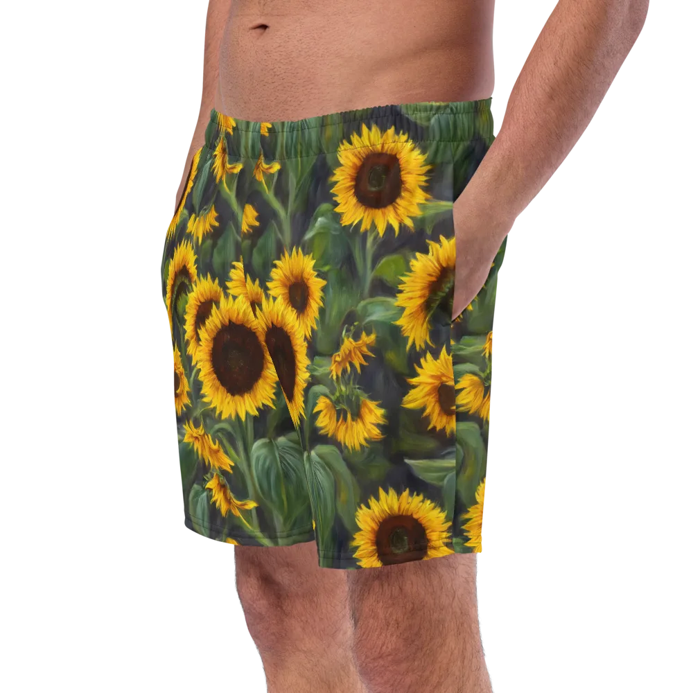 Sunflower Nocturne on Swim Trunks — Left Front
