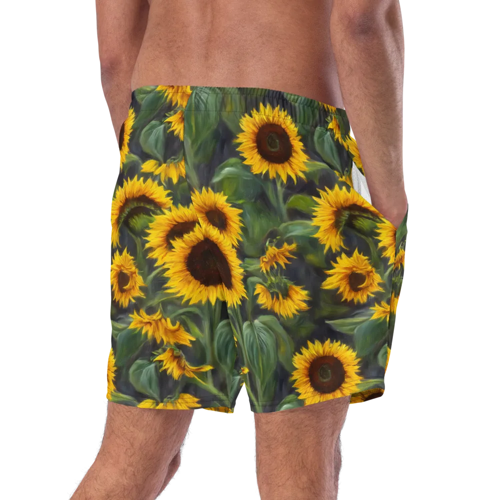 Sunflower Nocturne on Swim Trunks — Right Back