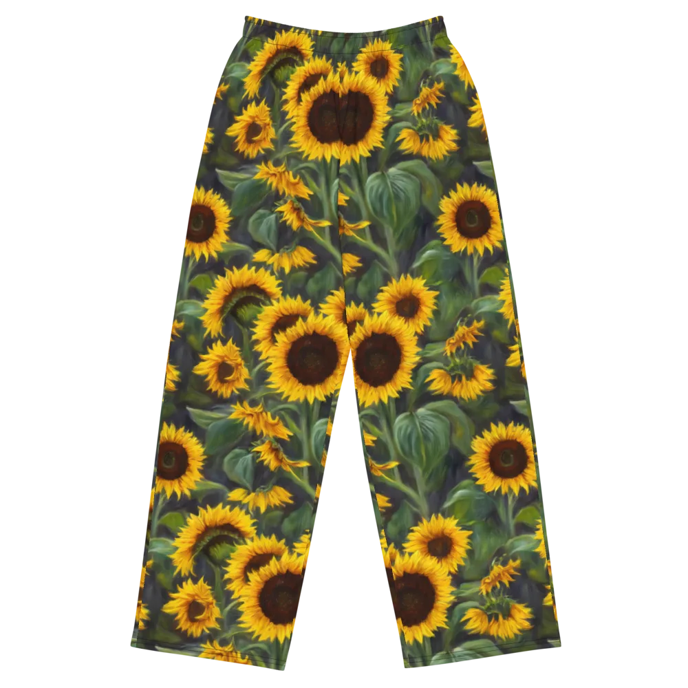 Sunflower Nocturne on Wide-Leg Pants — Front