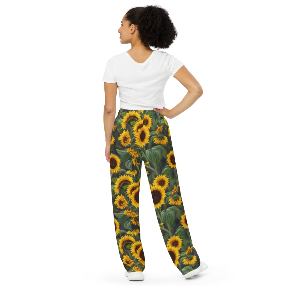 Sunflower Nocturne on Wide-Leg Pants — Back