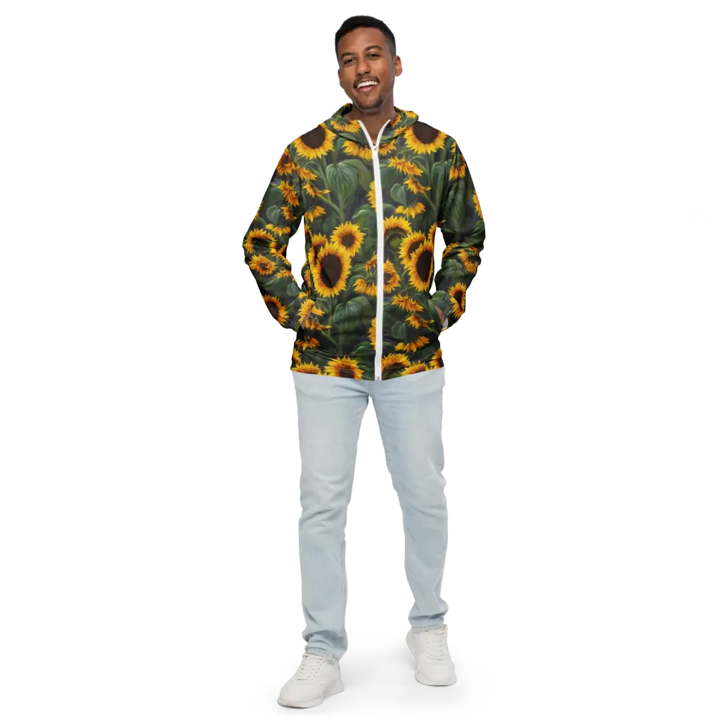 Sunflower Nocturne on Men's Windbreaker — Front