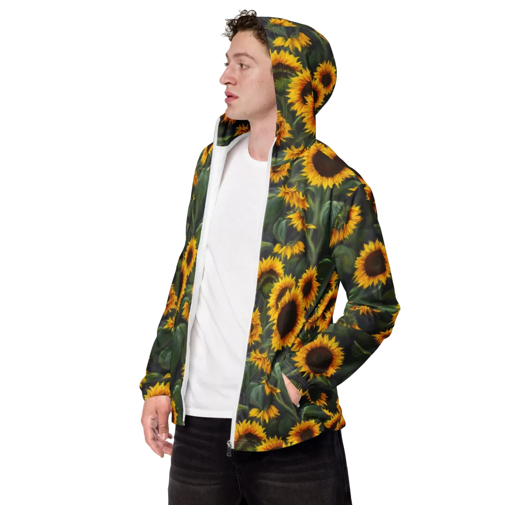 Sunflower Nocturne on Men's Windbreaker — Left Front