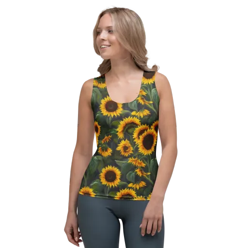 Sunflower Nocturne on a Women's Tank Top