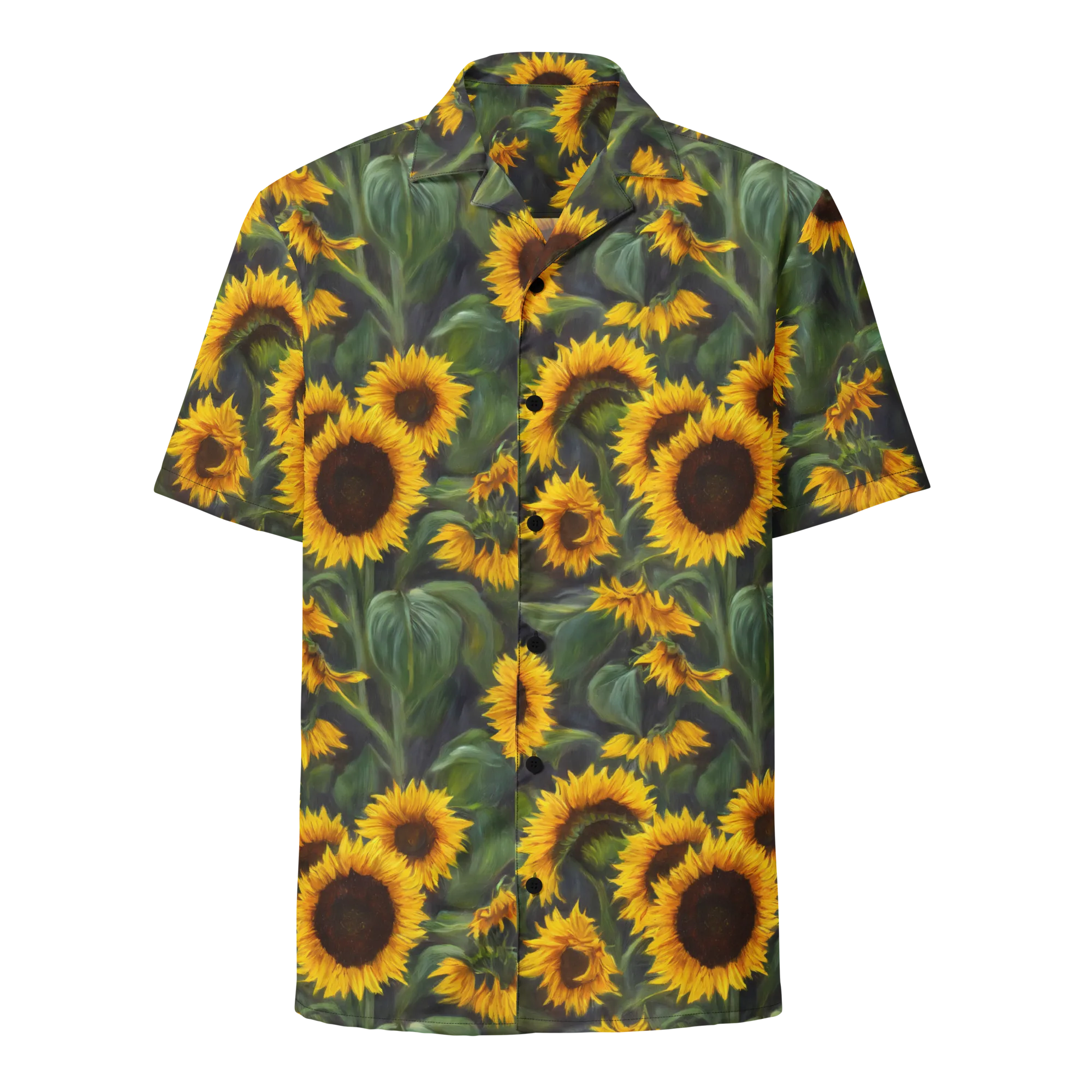 Sunflower Nocturne on Button Shirt — Front