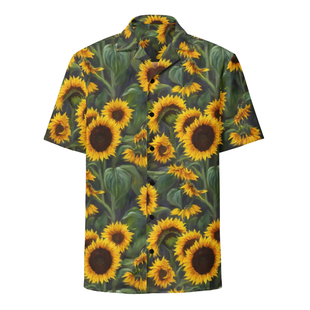 Sunflower Nocturne on Button Shirt — Front