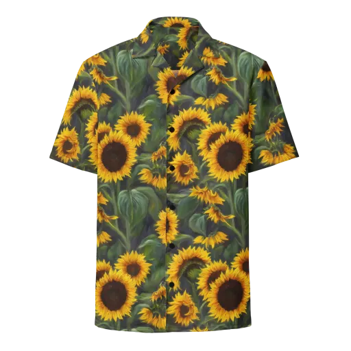 Sunflower Nocturne on a Button Shirt