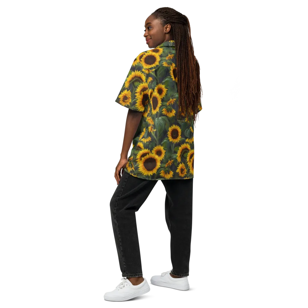 Sunflower Nocturne on Button Shirt — Back