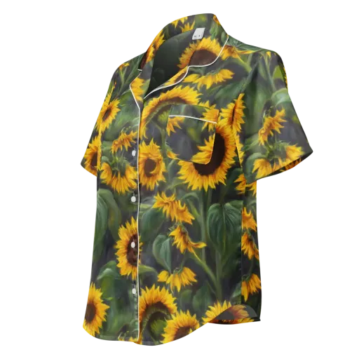 Sunflower Nocturne on a Women's Short Sleeve Pajama Top