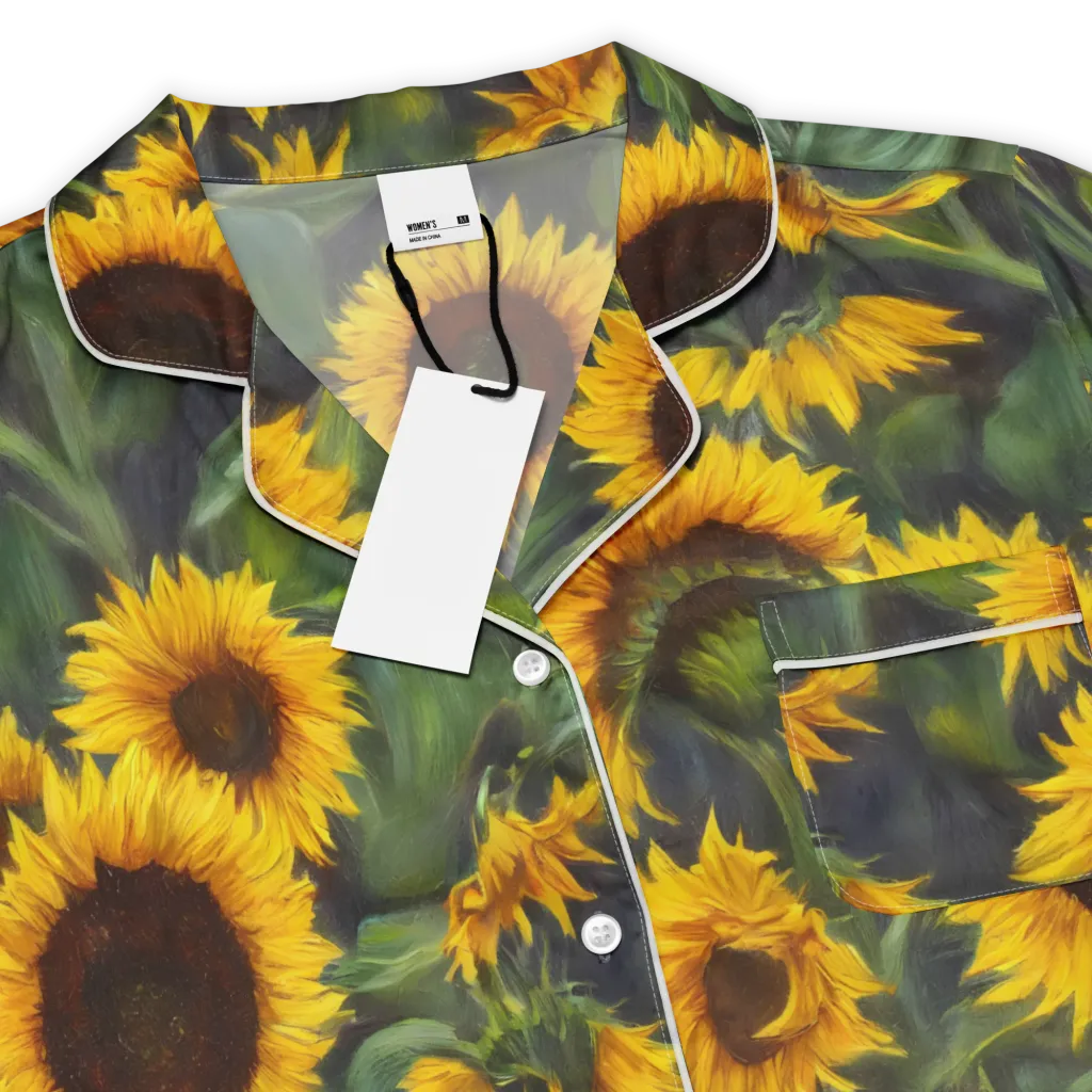 Sunflower Nocturne on Women's Short Sleeve Pajama Top — Product details