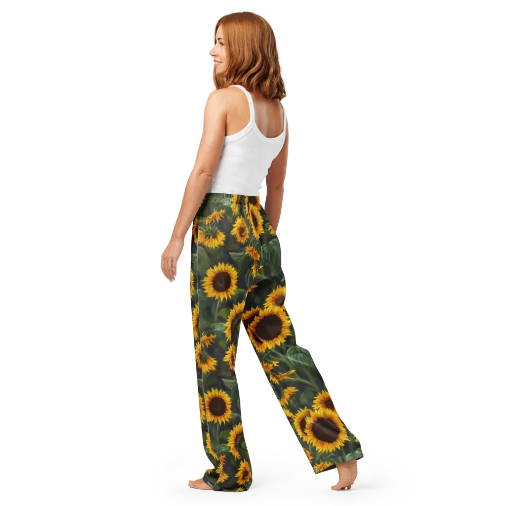 Sunflower Nocturne on Women's Pajama Pants — Back