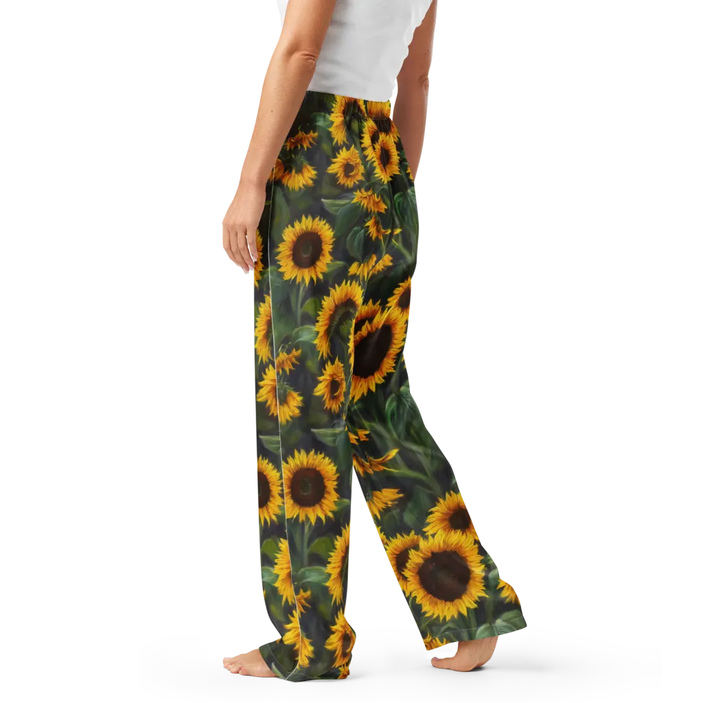 Sunflower Nocturne on Women's Pajama Pants — Left