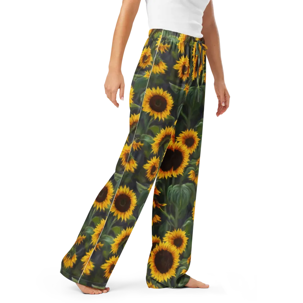 Sunflower Nocturne on Women's Pajama Pants — Right Front