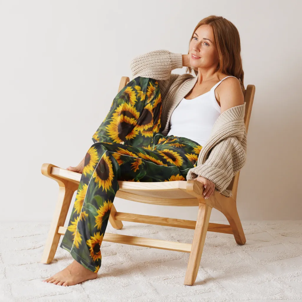 Sunflower Nocturne on Women's Pajama Pants — Front