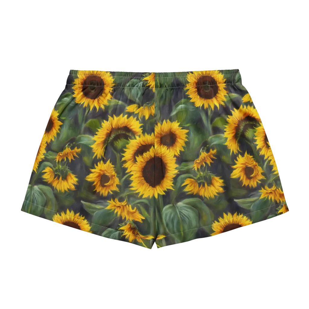 Sunflower Nocturne on Women's Pajama Shorts — Back