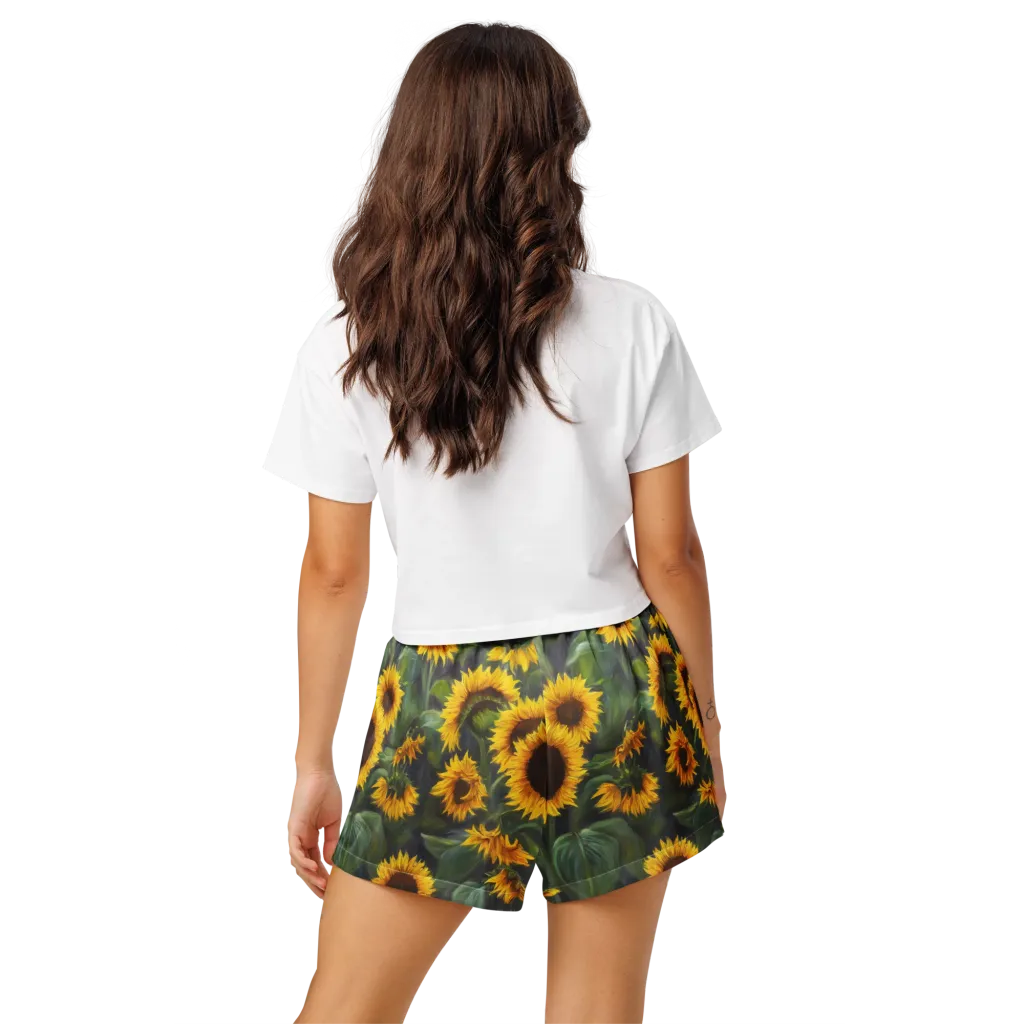 Sunflower Nocturne on Women's Pajama Shorts — Back