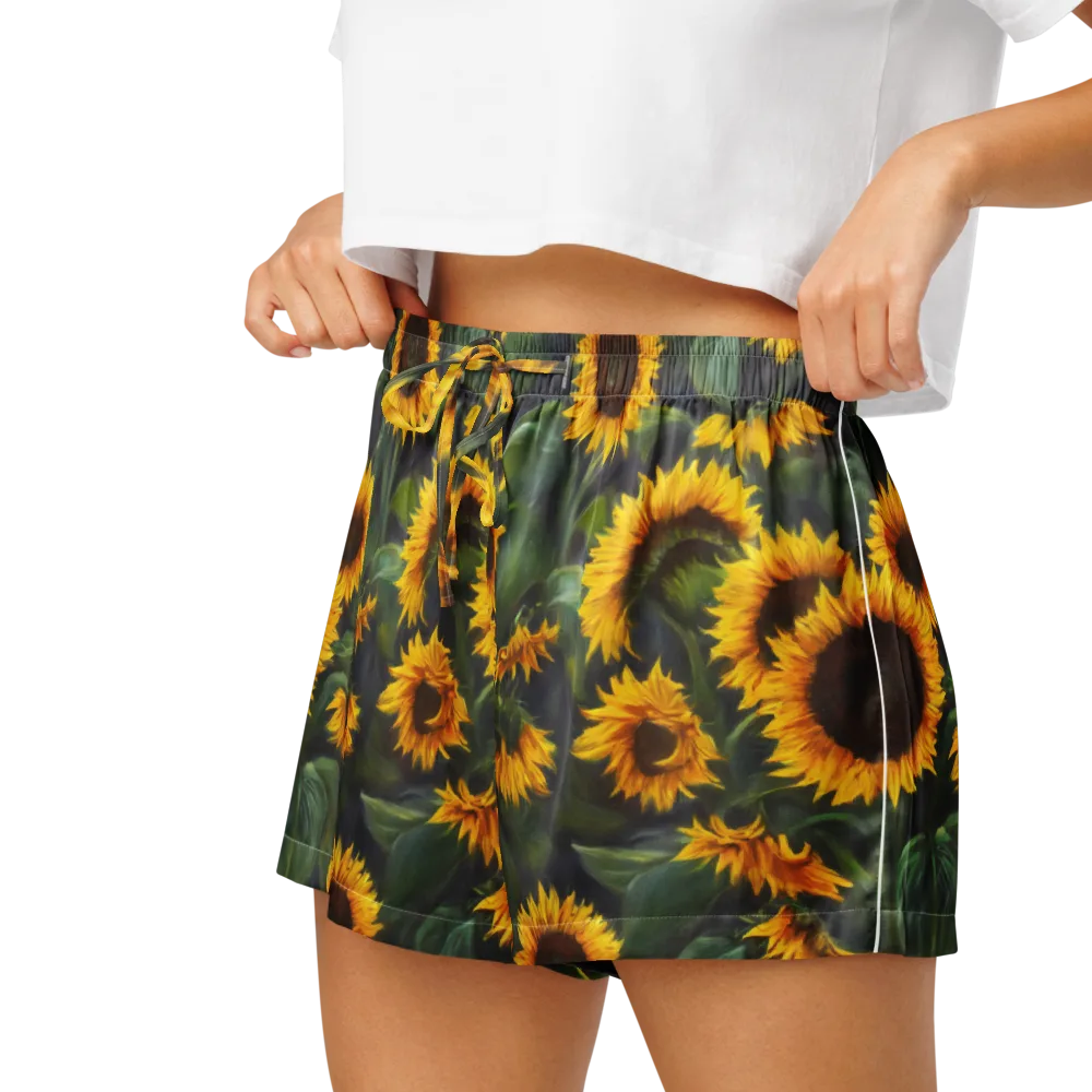 Sunflower Nocturne on Women's Pajama Shorts — Left