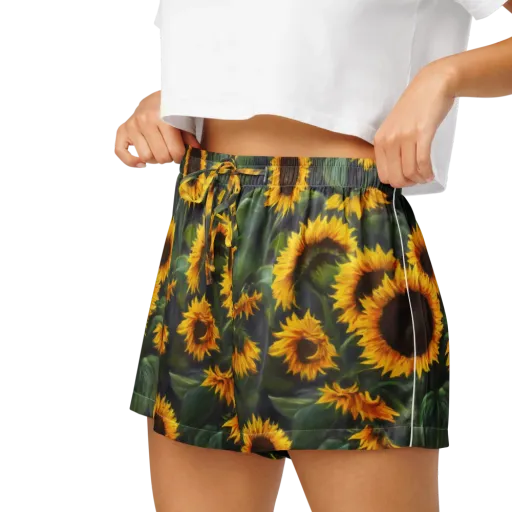 Sunflower Nocturne on a Women's Pajama Shorts