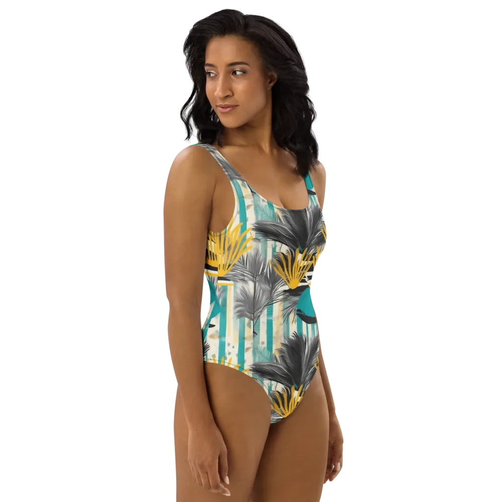 Turmeric Canopy on One-Piece Swimsuit — Right
