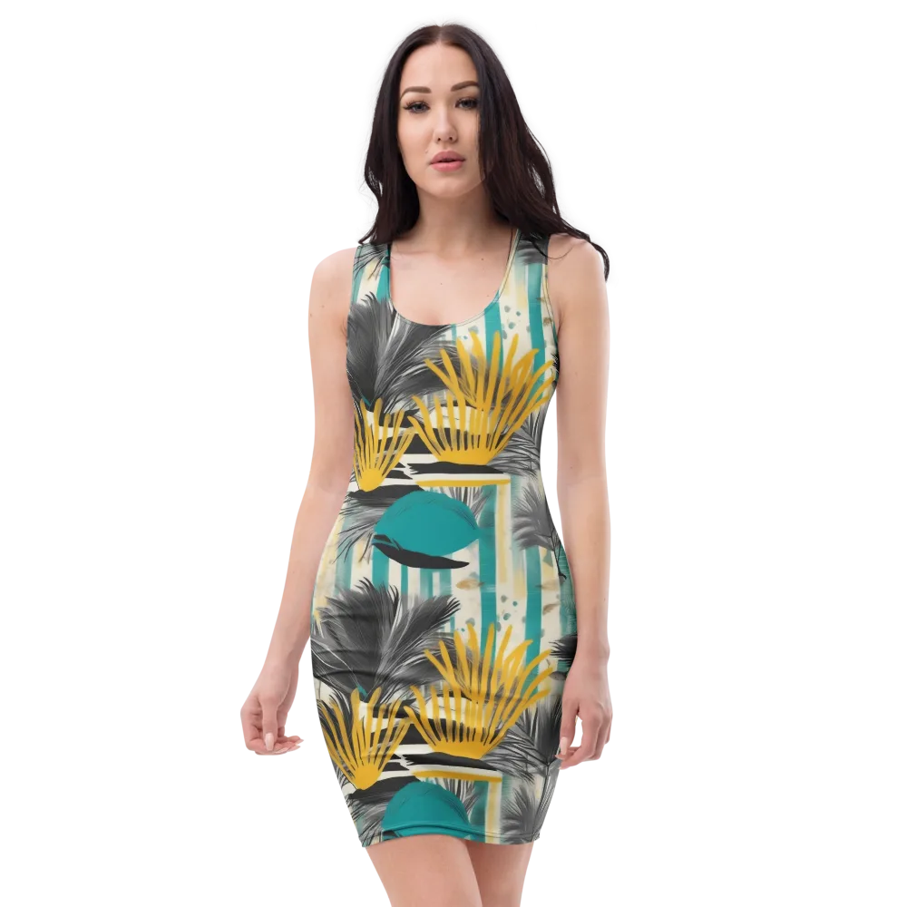 Turmeric Canopy on Bodycon Dress — Front