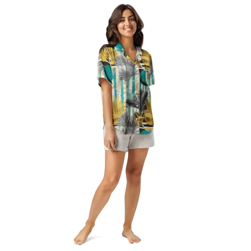 Turmeric Canopy on a Women's Short Sleeve Pajama Top