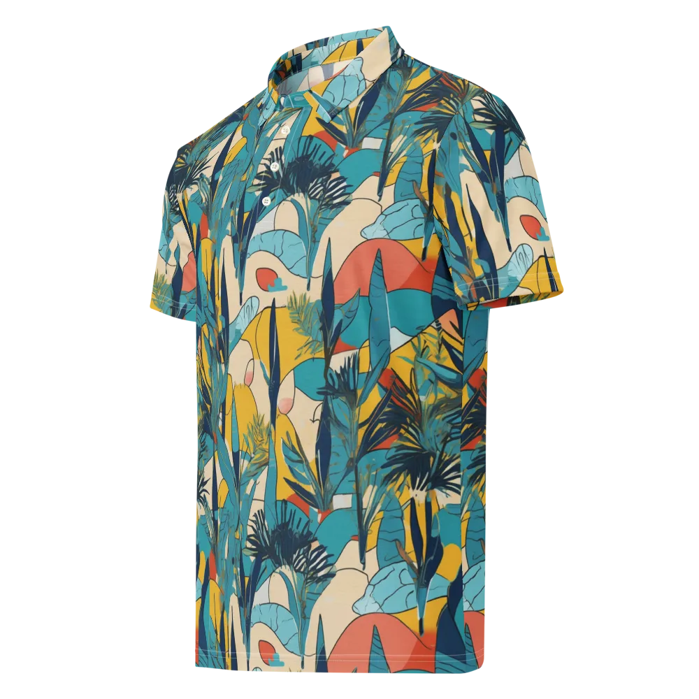 Jungle Schematic on Men's Slim Fit Polo Shirt — Left Front