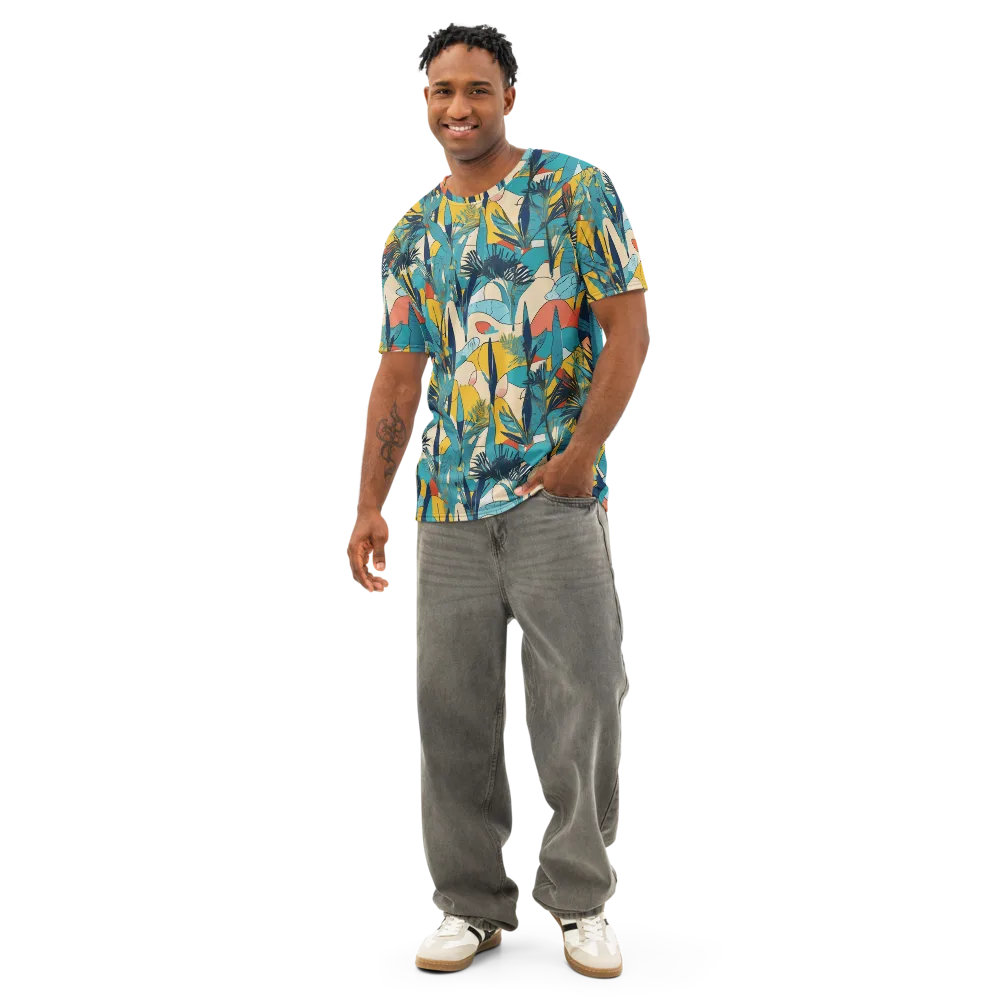 Jungle Schematic on Men's Cotton Crew Neck T-Shirt — Front