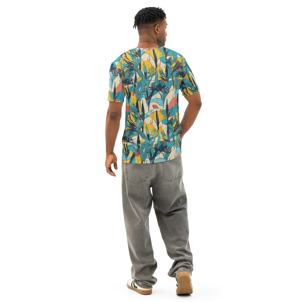 Jungle Schematic on Men's Cotton Crew Neck T-Shirt — Back