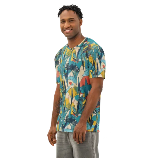 Jungle Schematic on a Men's Cotton Crew Neck T-Shirt