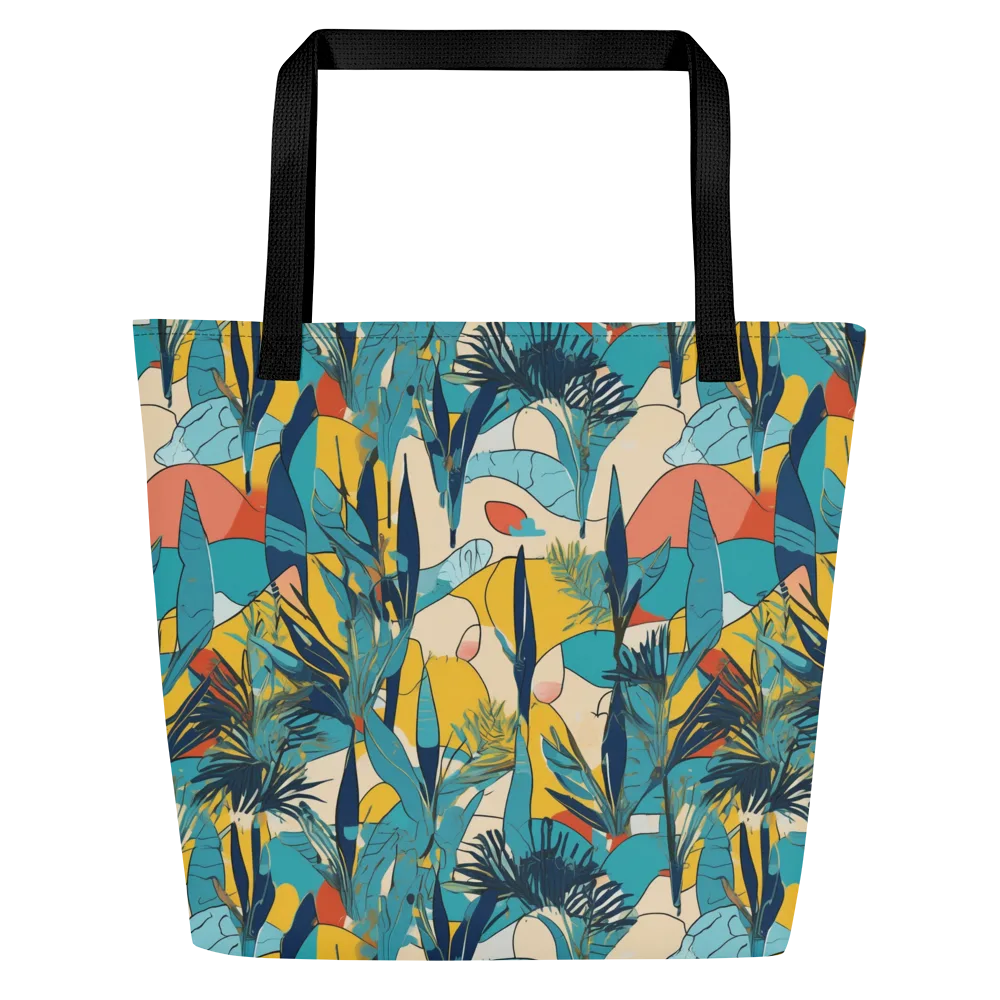 Jungle Schematic on Large Tote Bag W/ Pocket — Front