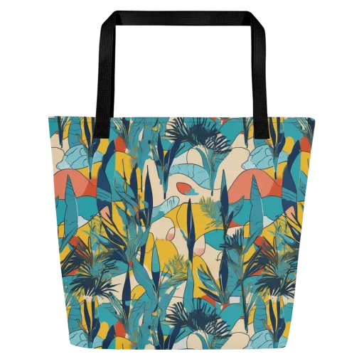 Jungle Schematic on a Large Tote Bag W/ Pocket
